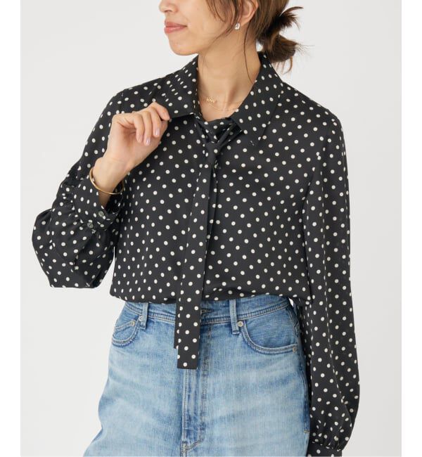 IENA「《WEB限定/追加3》サテンドットタイ付ブラウス」|シャツ・ブラウス|