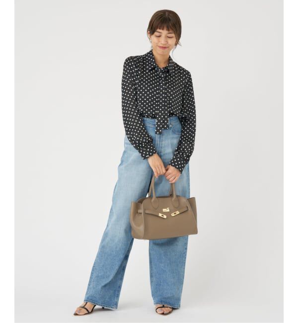 IENA「《WEB限定/追加3》サテンドットタイ付ブラウス」|シャツ・ブラウス|