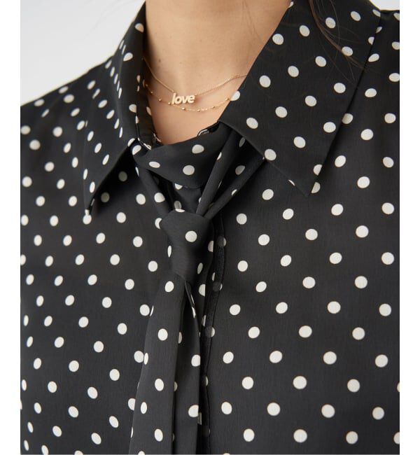 IENA「《WEB限定/追加3》サテンドットタイ付ブラウス」|シャツ・ブラウス|