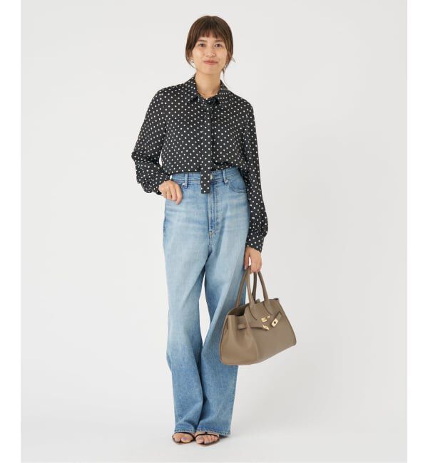 IENA「《WEB限定/追加3》サテンドットタイ付ブラウス」|シャツ・ブラウス|