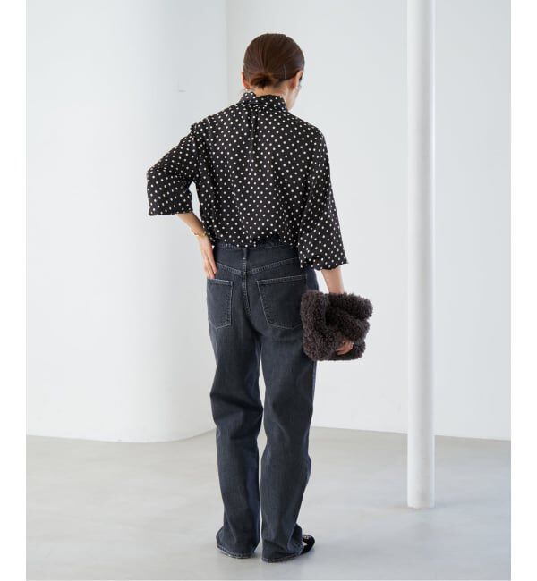 IENA「《WEB限定/追加3》サテンドットタイ付ブラウス」|シャツ・ブラウス|