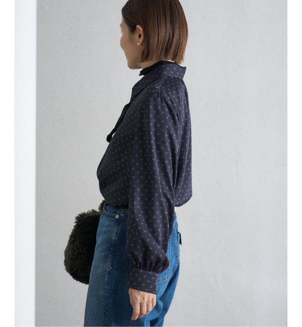 IENA「《WEB限定/追加3》サテンドットタイ付ブラウス」|シャツ・ブラウス|