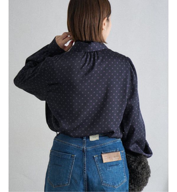 IENA「《WEB限定/追加3》サテンドットタイ付ブラウス」|シャツ・ブラウス|