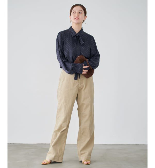 IENA「《WEB限定/追加3》サテンドットタイ付ブラウス」|シャツ・ブラウス|