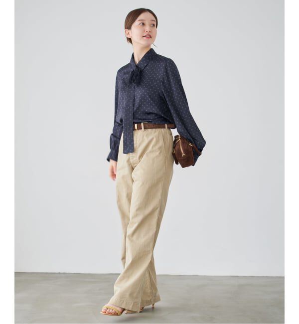 IENA「《WEB限定/追加3》サテンドットタイ付ブラウス」|シャツ・ブラウス|