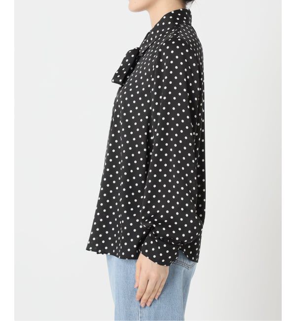 IENA「《WEB限定/追加3》サテンドットタイ付ブラウス」|シャツ・ブラウス|