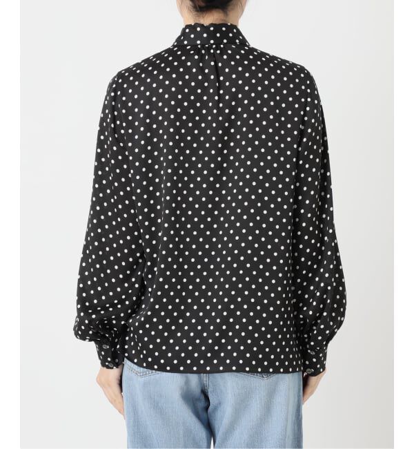 IENA「《WEB限定/追加3》サテンドットタイ付ブラウス」|シャツ・ブラウス|