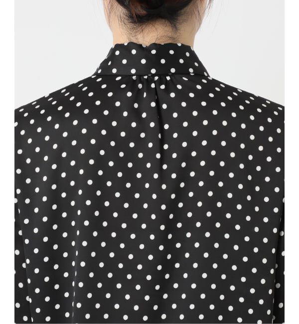 IENA「《WEB限定/追加3》サテンドットタイ付ブラウス」|シャツ・ブラウス|