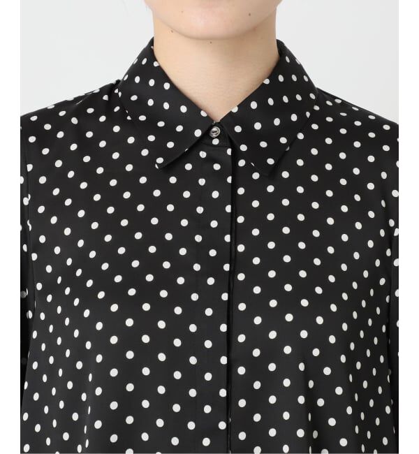 IENA「《WEB限定/追加3》サテンドットタイ付ブラウス」|シャツ・ブラウス|
