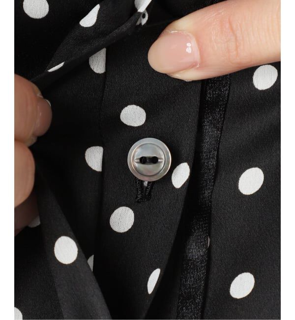 IENA「《WEB限定/追加3》サテンドットタイ付ブラウス」|シャツ・ブラウス|