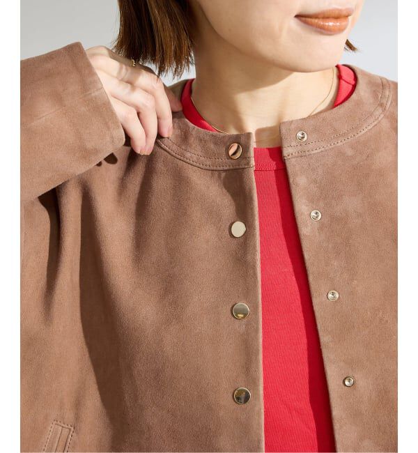 IENA「《予約》ラムスエードブルゾン」|ライダースジャケット|