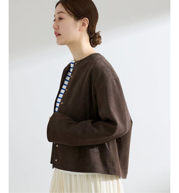 IENA「《予約》ラムスエードブルゾン」|ライダースジャケット|