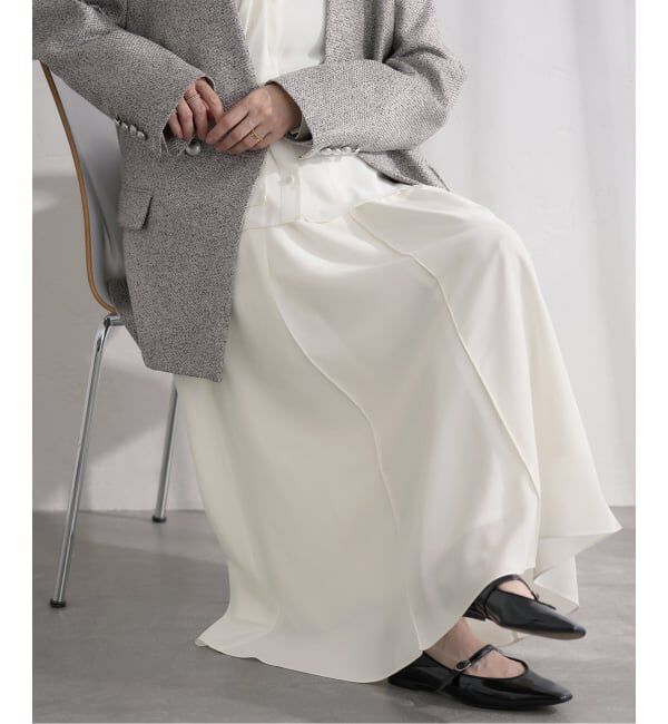 IENA「《予約》&NAVY 撥水シアーピンタックスカート」|スカート|ホワイト B