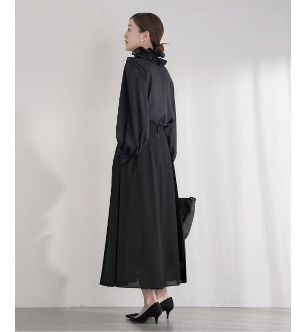 IENA「《予約》&NAVY 撥水シアーピンタックスカート」|スカート|