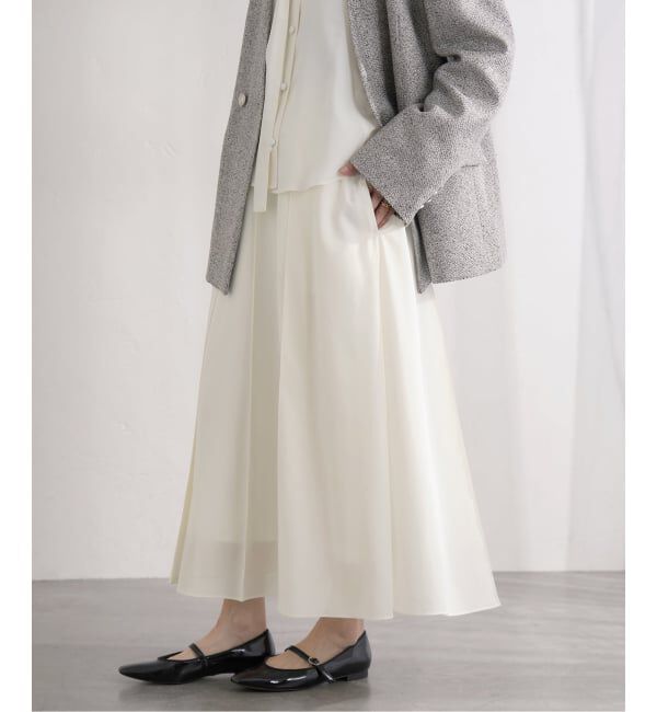 IENA「《予約》&NAVY 撥水シアーピンタックスカート」|スカート|