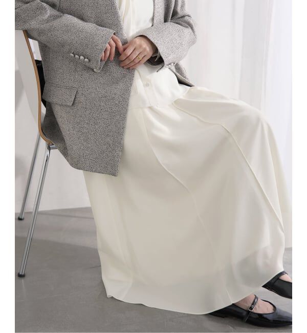 IENA「《予約》&NAVY 撥水シアーピンタックスカート」|スカート|