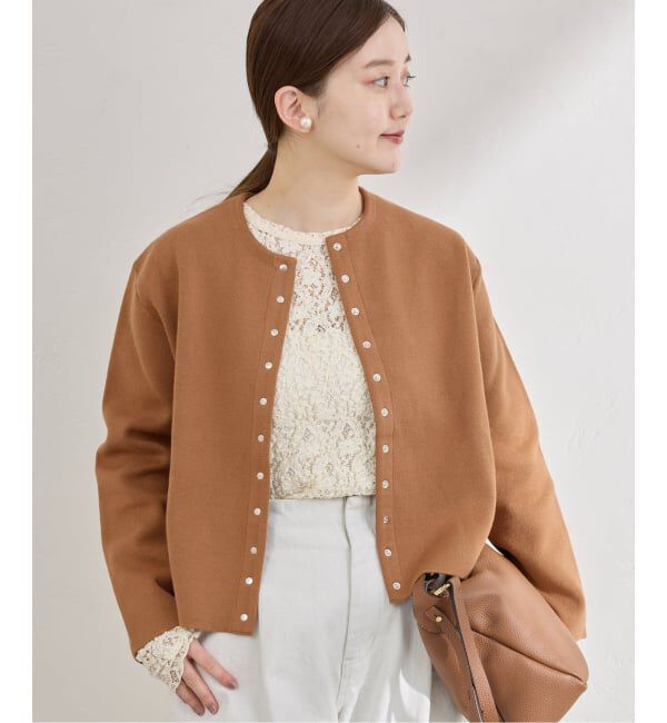 IENA「《追加2》ダブルフェイススナップカーディガン」|カーディガン|