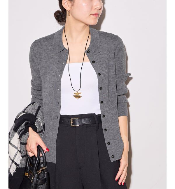 journal standard L'essage「襟つきリブカーディガン」|カーディガン|