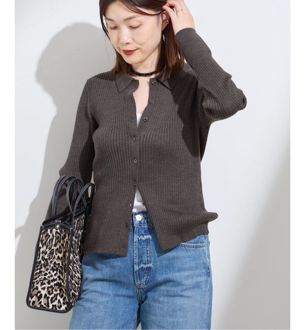 journal standard L'essage「襟つきリブカーディガン」|カーディガン|