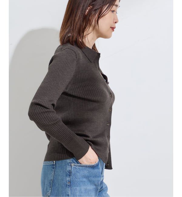 journal standard L'essage「襟つきリブカーディガン」|カーディガン|