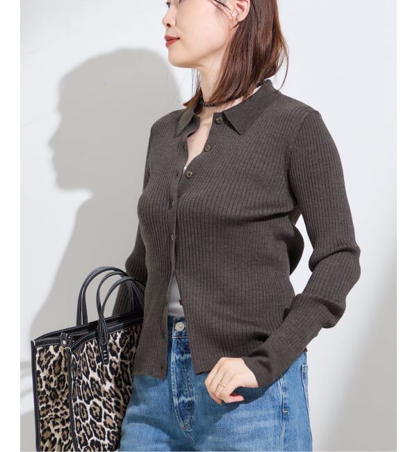 journal standard L'essage「襟つきリブカーディガン」|カーディガン|