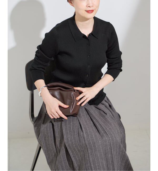 journal standard L'essage「襟つきリブカーディガン」|カーディガン|