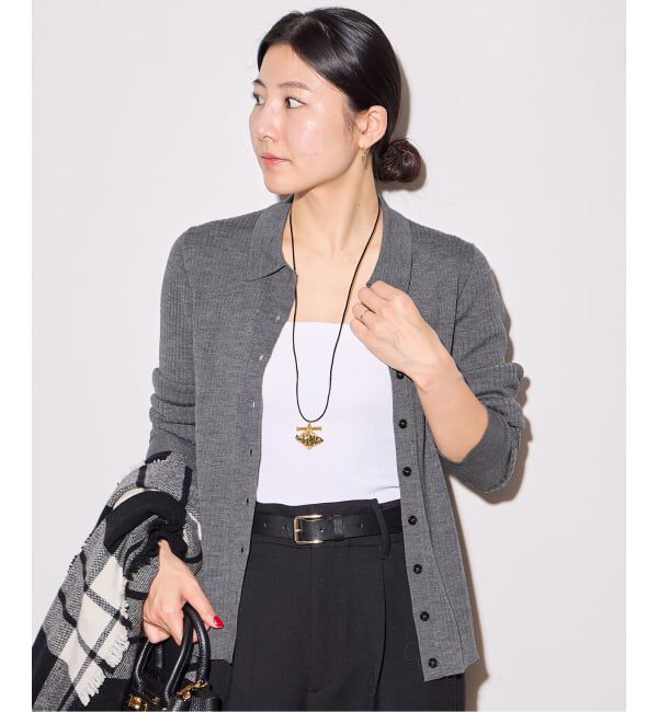 journal standard L'essage「襟つきリブカーディガン」|カーディガン|