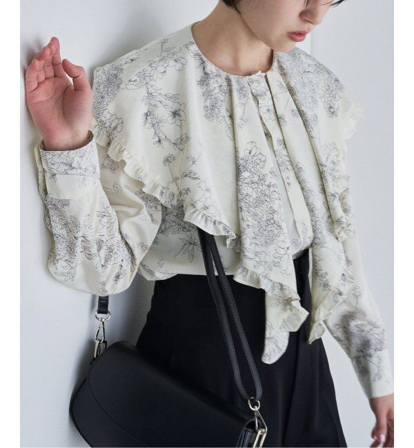 HARDY NOIR「ラインフラワープリントフリルエリブラウス」|シャツ・ブラウス|