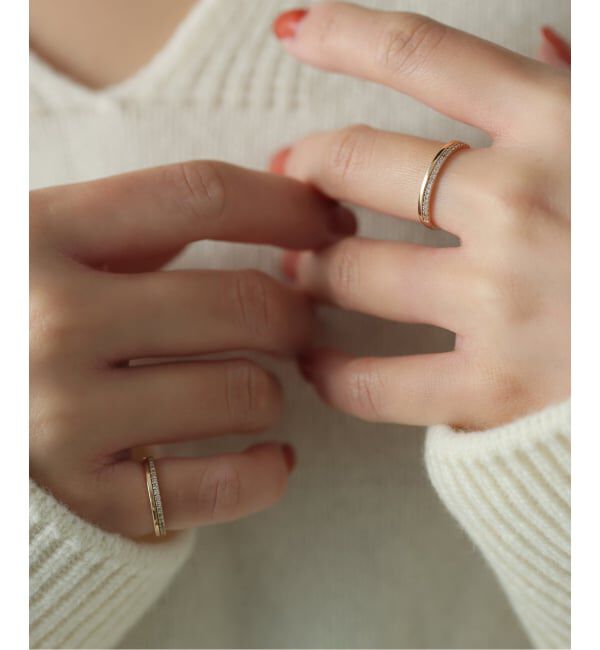 Lilas by Spick&Span「ダブルラインダイヤピンキーリング K10」|リング|