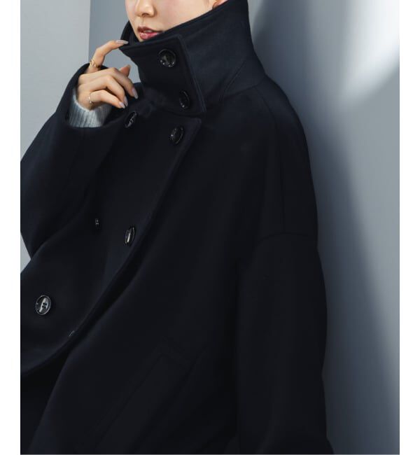 NOBLE「《追加》スタンドカラーオーバーコート」|その他|ネイビー