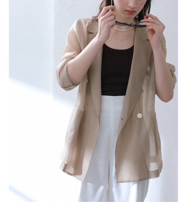  「【洗える】ウォッシャブルシアージャケット」|テーラードジャケット|