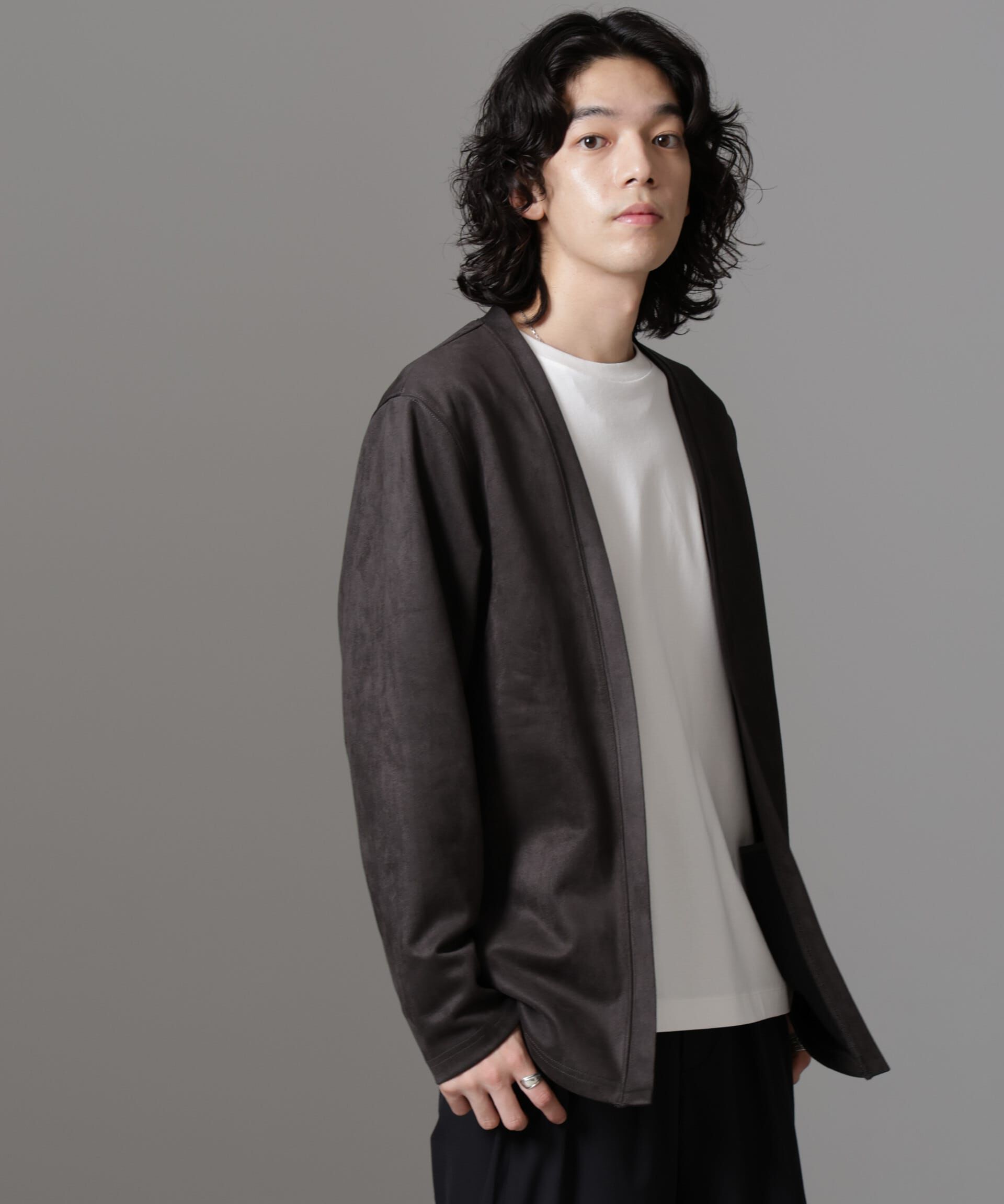 nano･universe「フェイクスエードトッパーカーディガン 24AW」|Tシャツ・カットソー|チャコール3