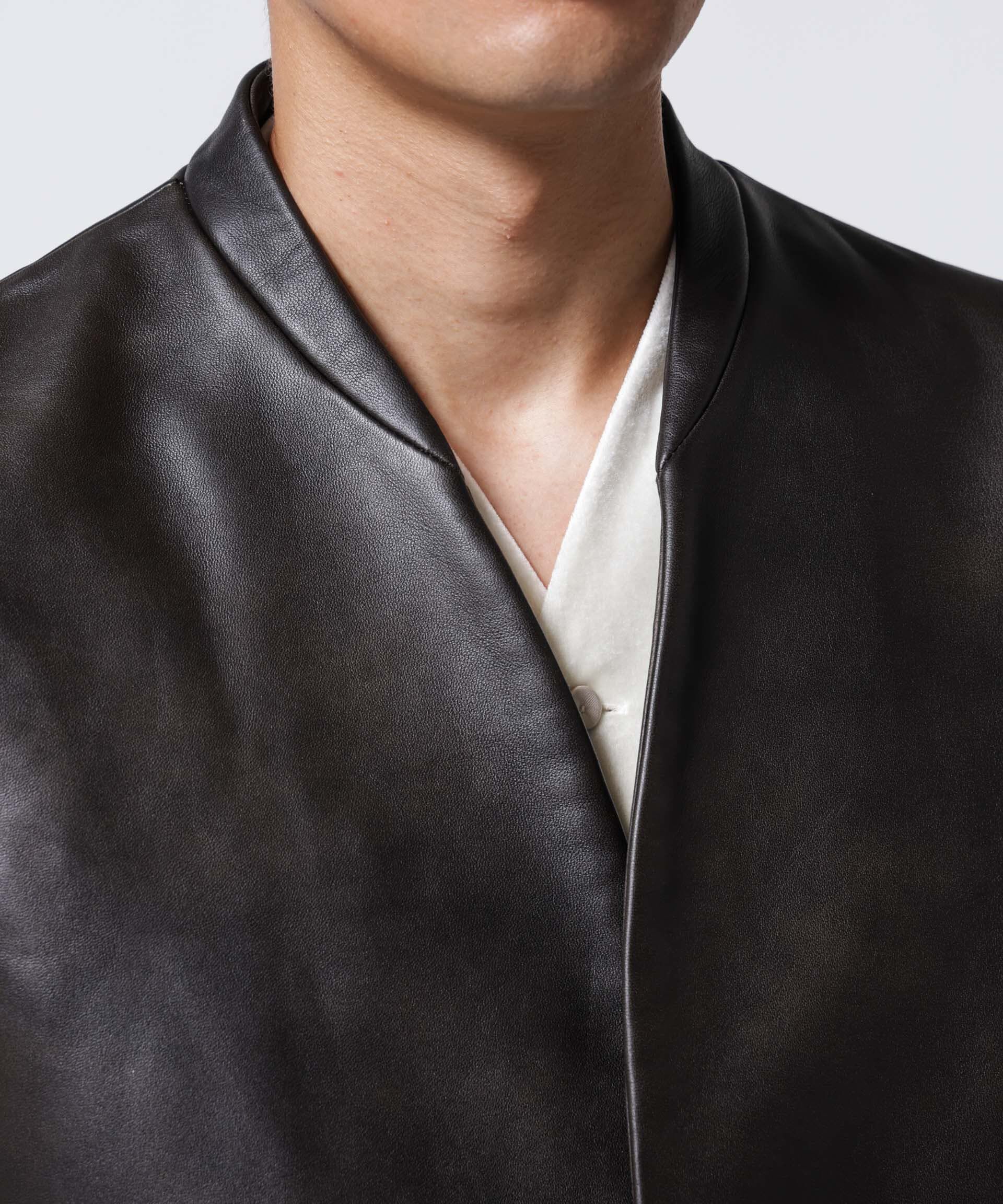 nano･universe「｢ASSEMBLANC｣ラムナッパレザージレ」|テーラードジャケット|