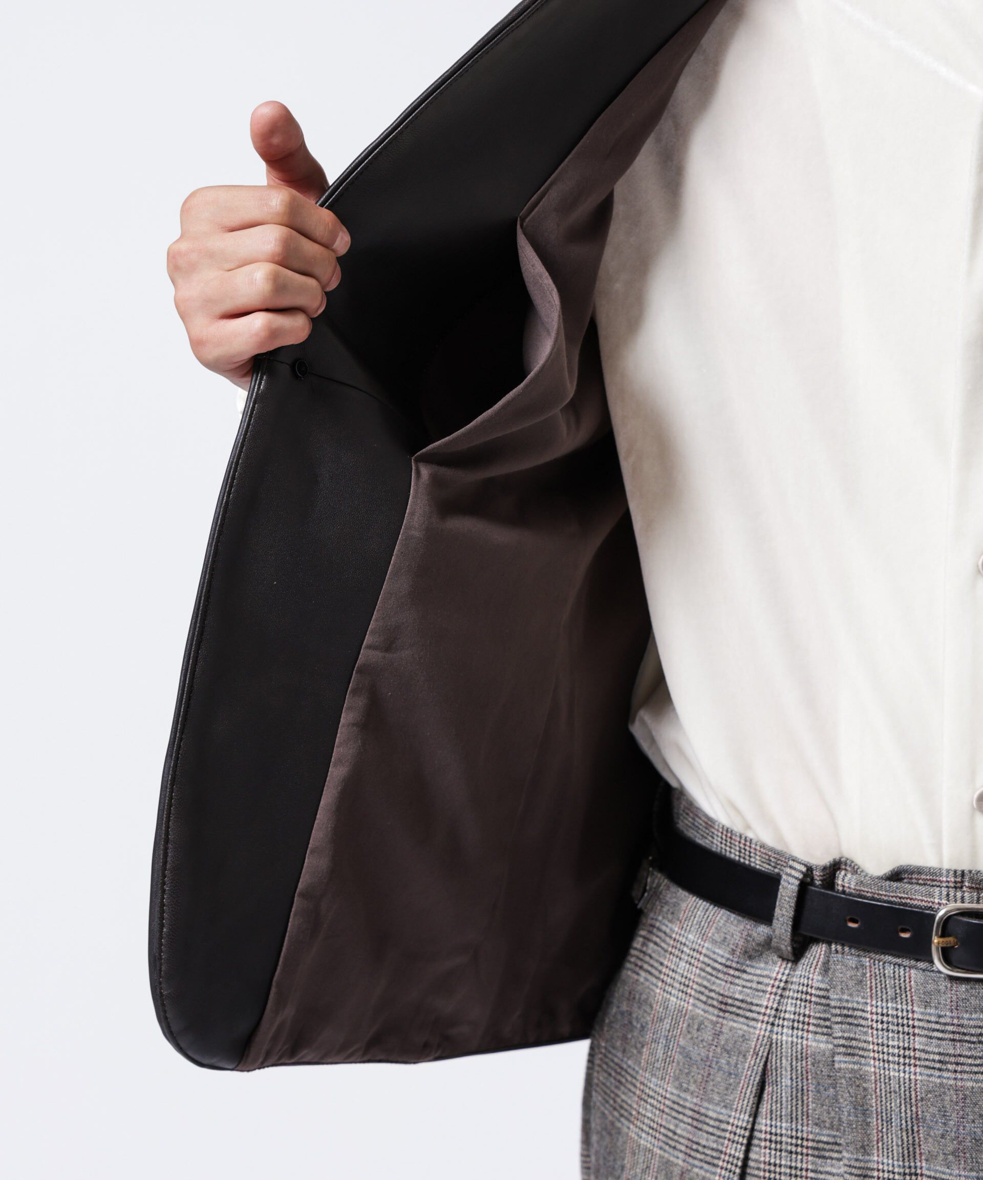 nano･universe「｢ASSEMBLANC｣ラムナッパレザージレ」|テーラードジャケット|