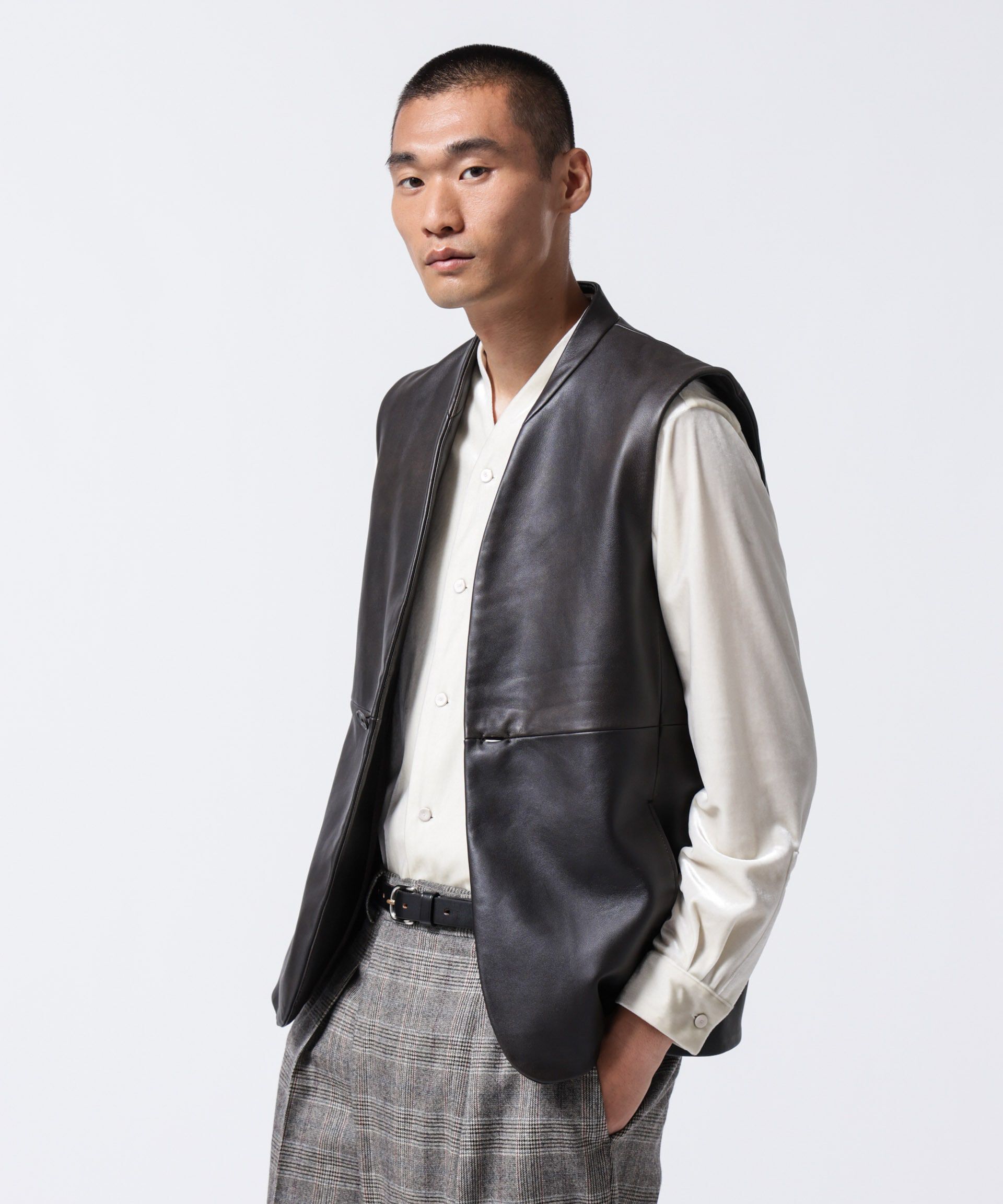 nano･universe「｢ASSEMBLANC｣ラムナッパレザージレ」|テーラードジャケット|