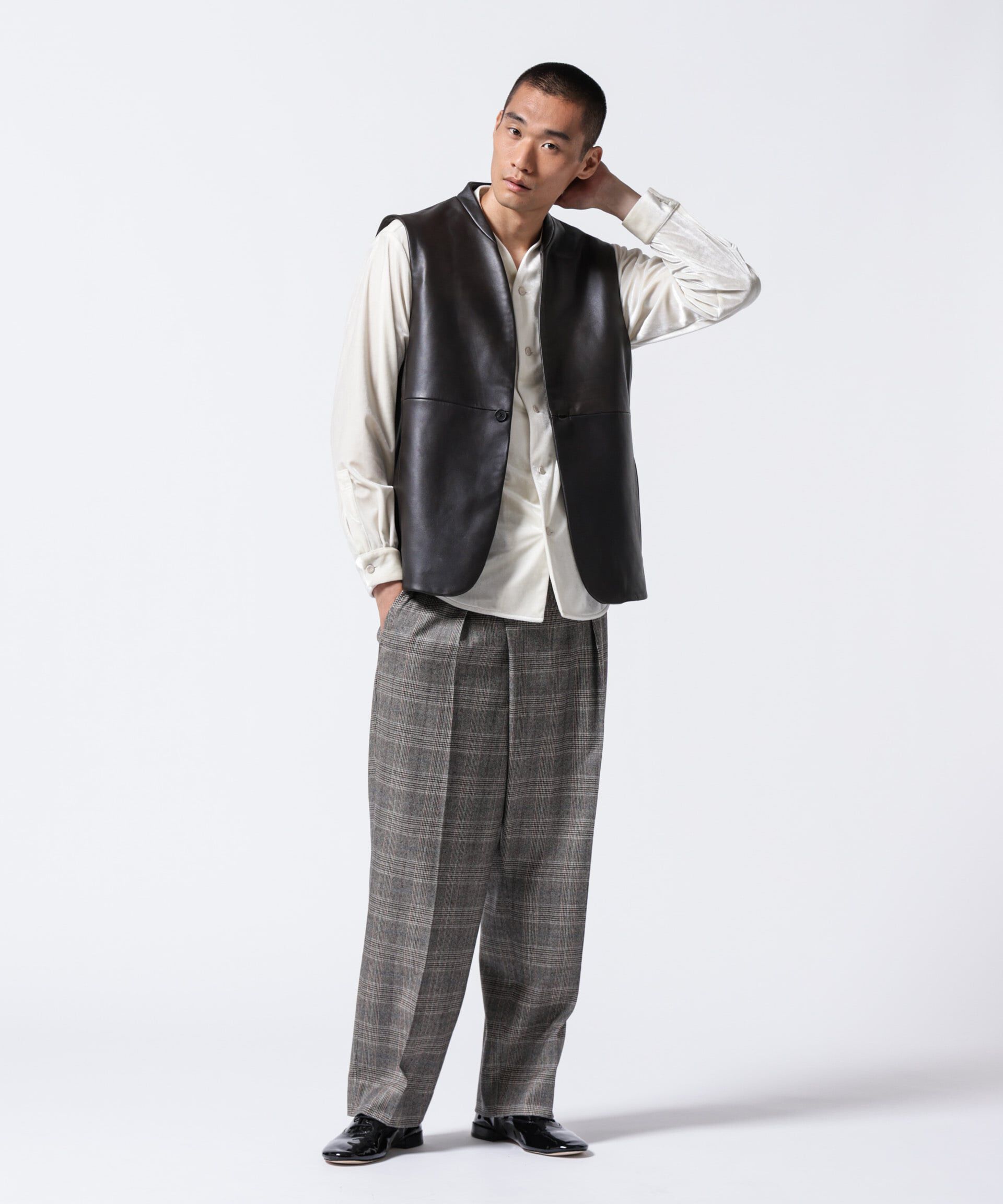 nano･universe「｢ASSEMBLANC｣ラムナッパレザージレ」|テーラードジャケット|