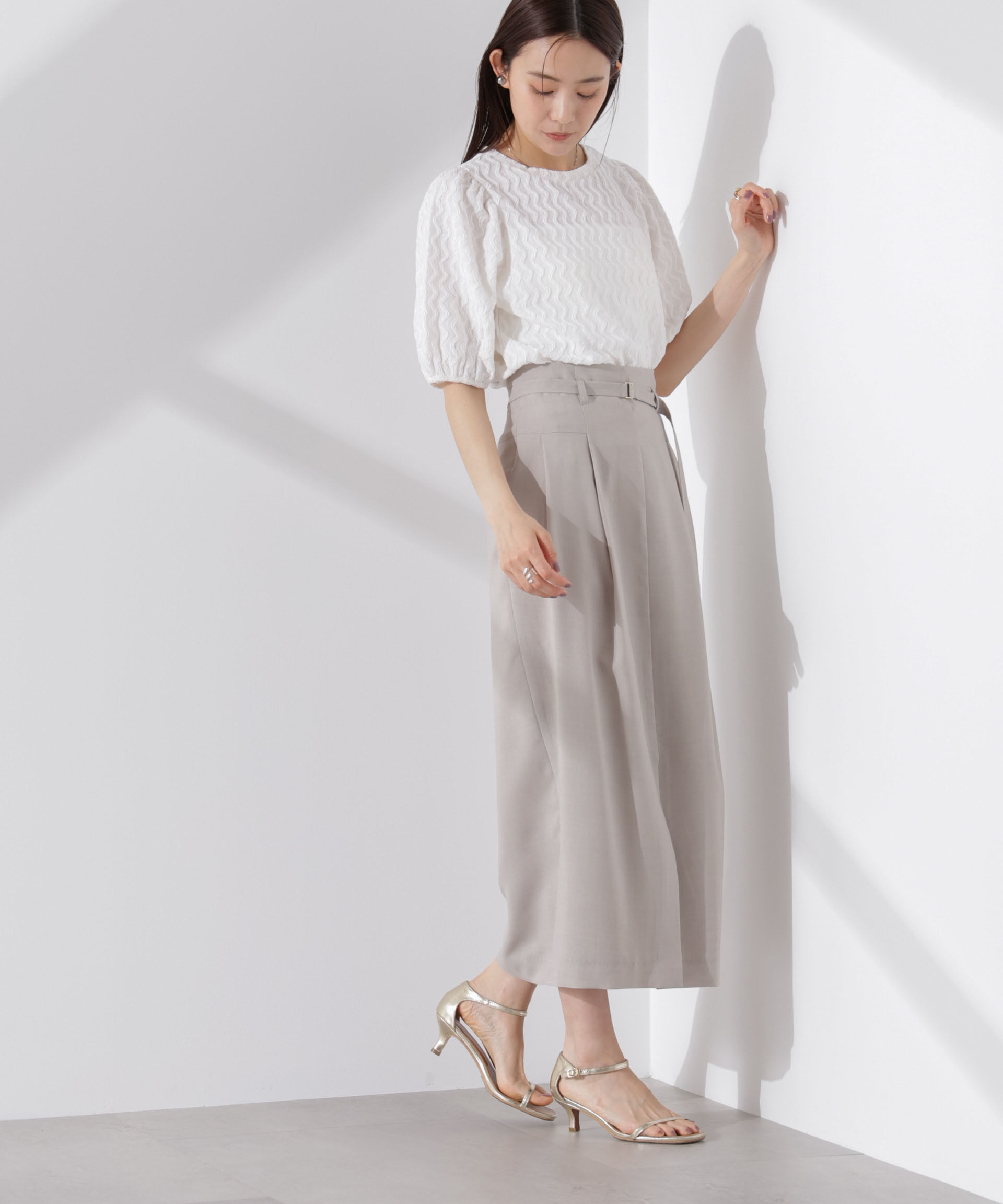 nano･universe「ウェーブジャガードボリュームスリーブプルオーバー」|Tシャツ・カットソー|