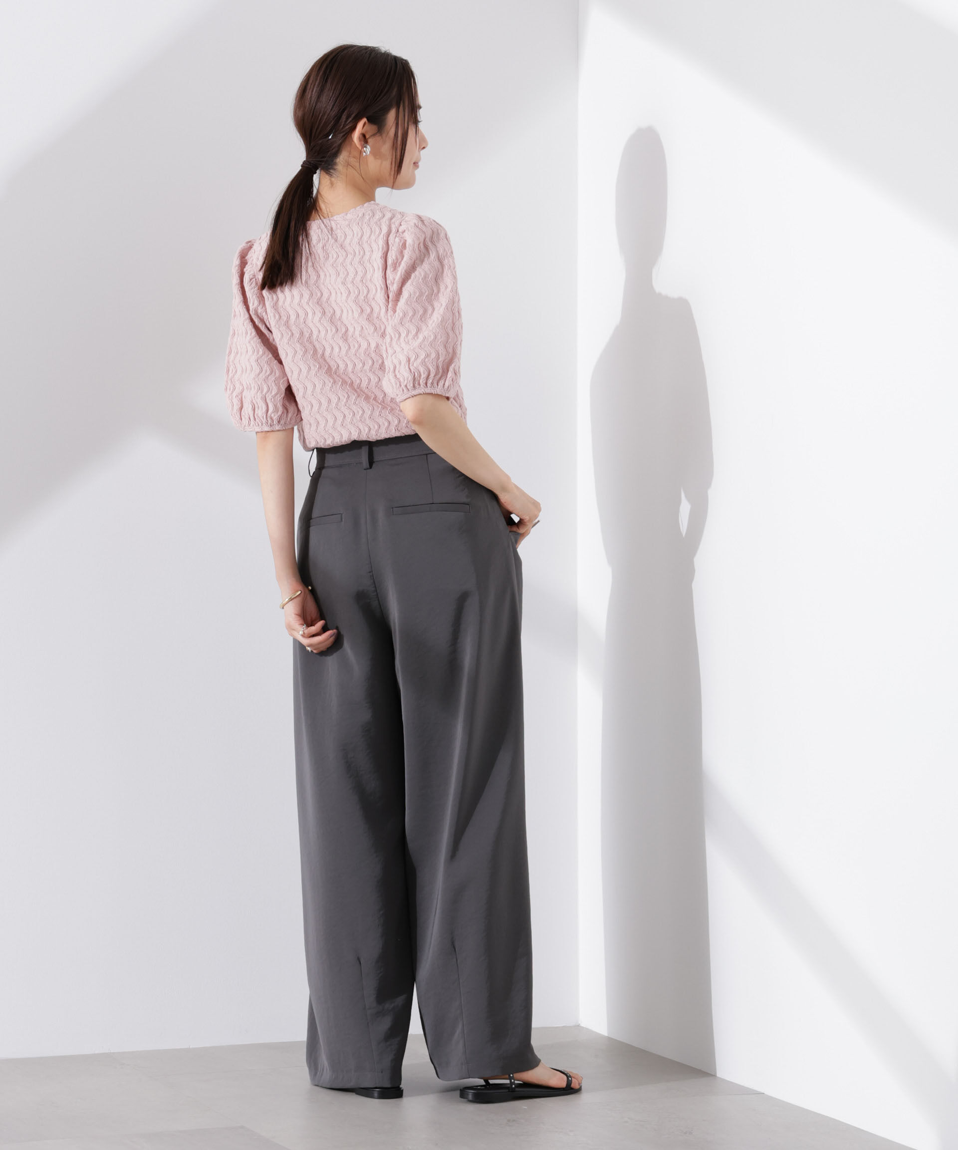 nano･universe「ウェーブジャガードボリュームスリーブプルオーバー」|Tシャツ・カットソー|