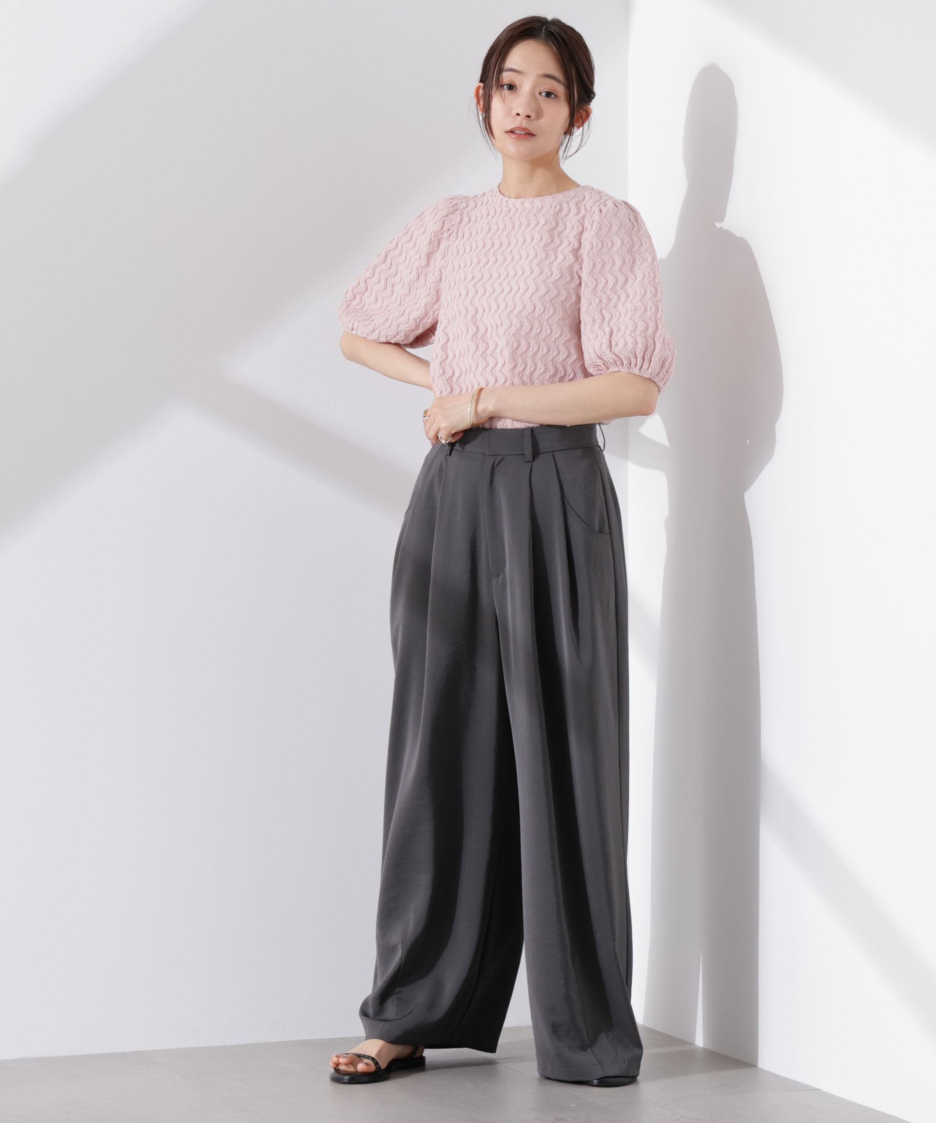 nano･universe「ウェーブジャガードボリュームスリーブプルオーバー」|Tシャツ・カットソー|