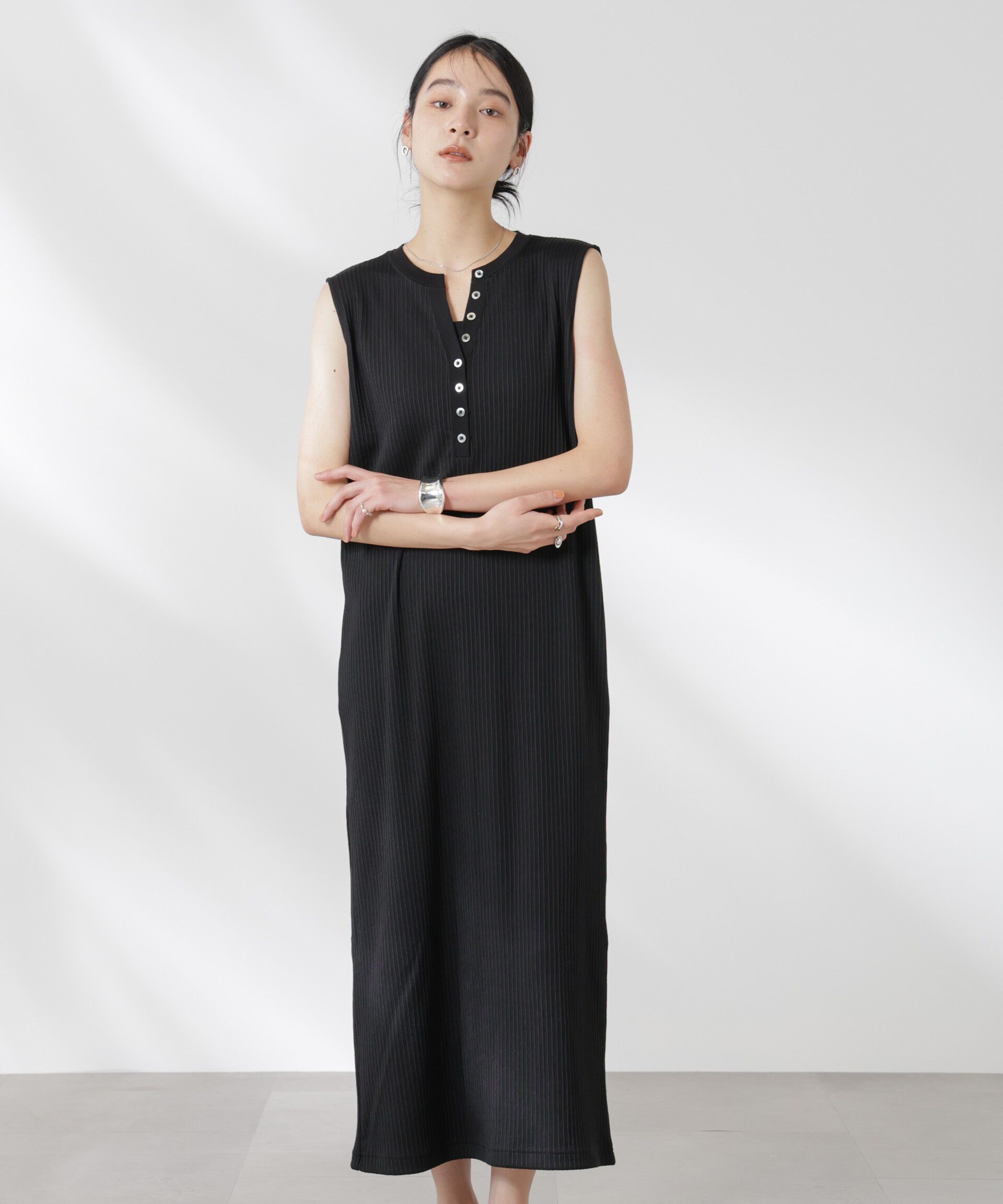 nano･universe「ヘンリーネックドライテレコワンピース」|ワンピース|