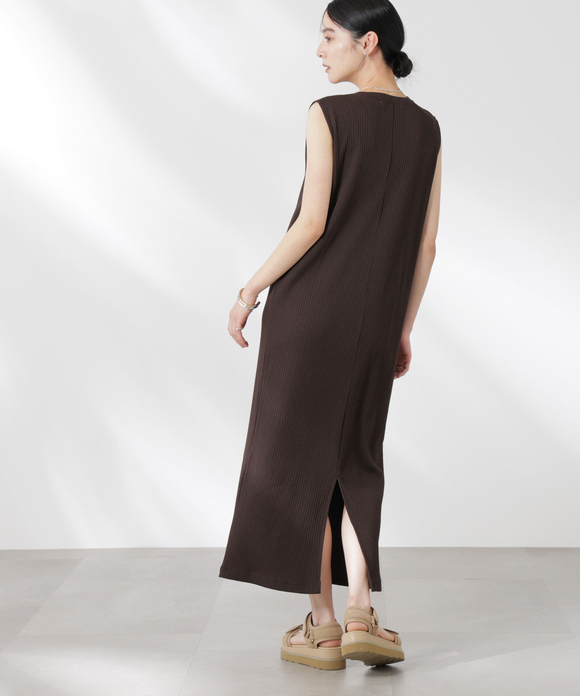 nano･universe「ヘンリーネックドライテレコワンピース」|ワンピース|