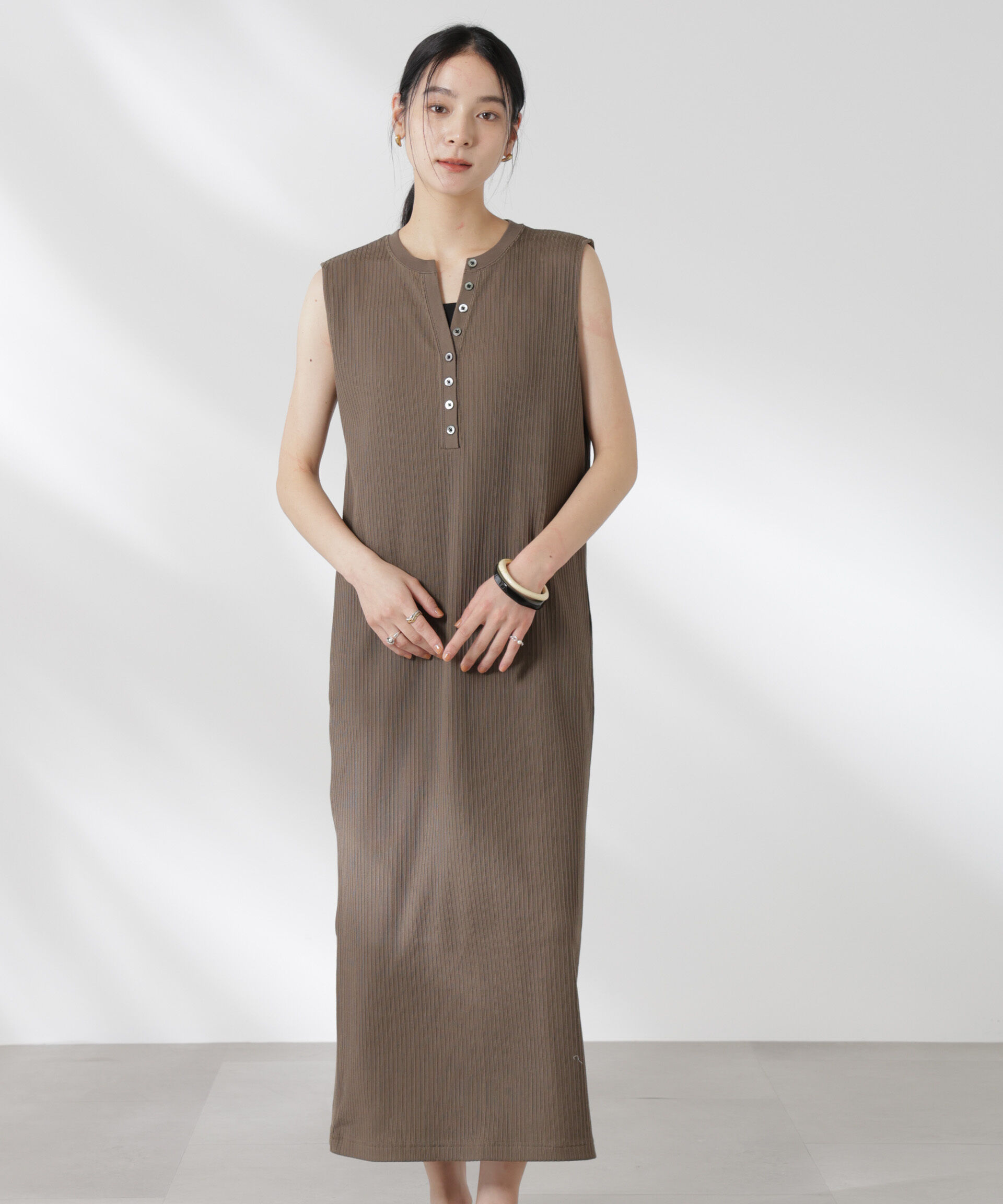 nano･universe「ヘンリーネックドライテレコワンピース」|ワンピース|