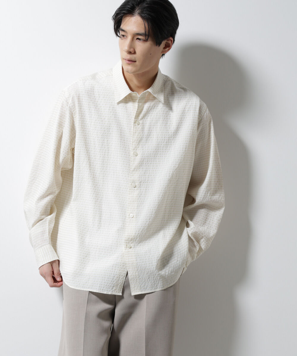 nano･universe「アセテートシアーギンガムチェックレギュラーカラーシャツ 長袖」|シャツ・ブラウス|