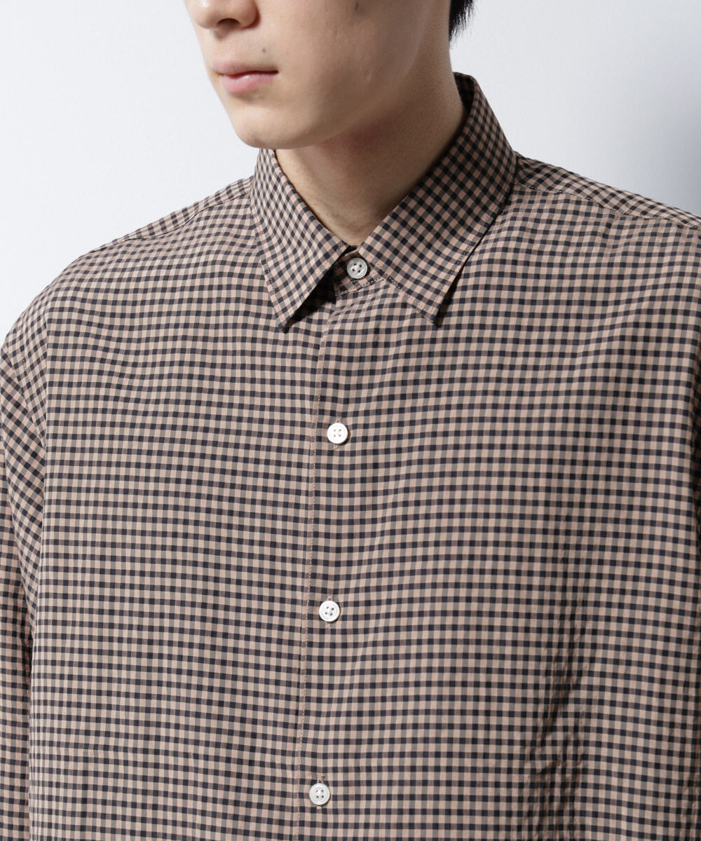 nano･universe「アセテートシアーギンガムチェックレギュラーカラーシャツ 長袖」|シャツ・ブラウス|