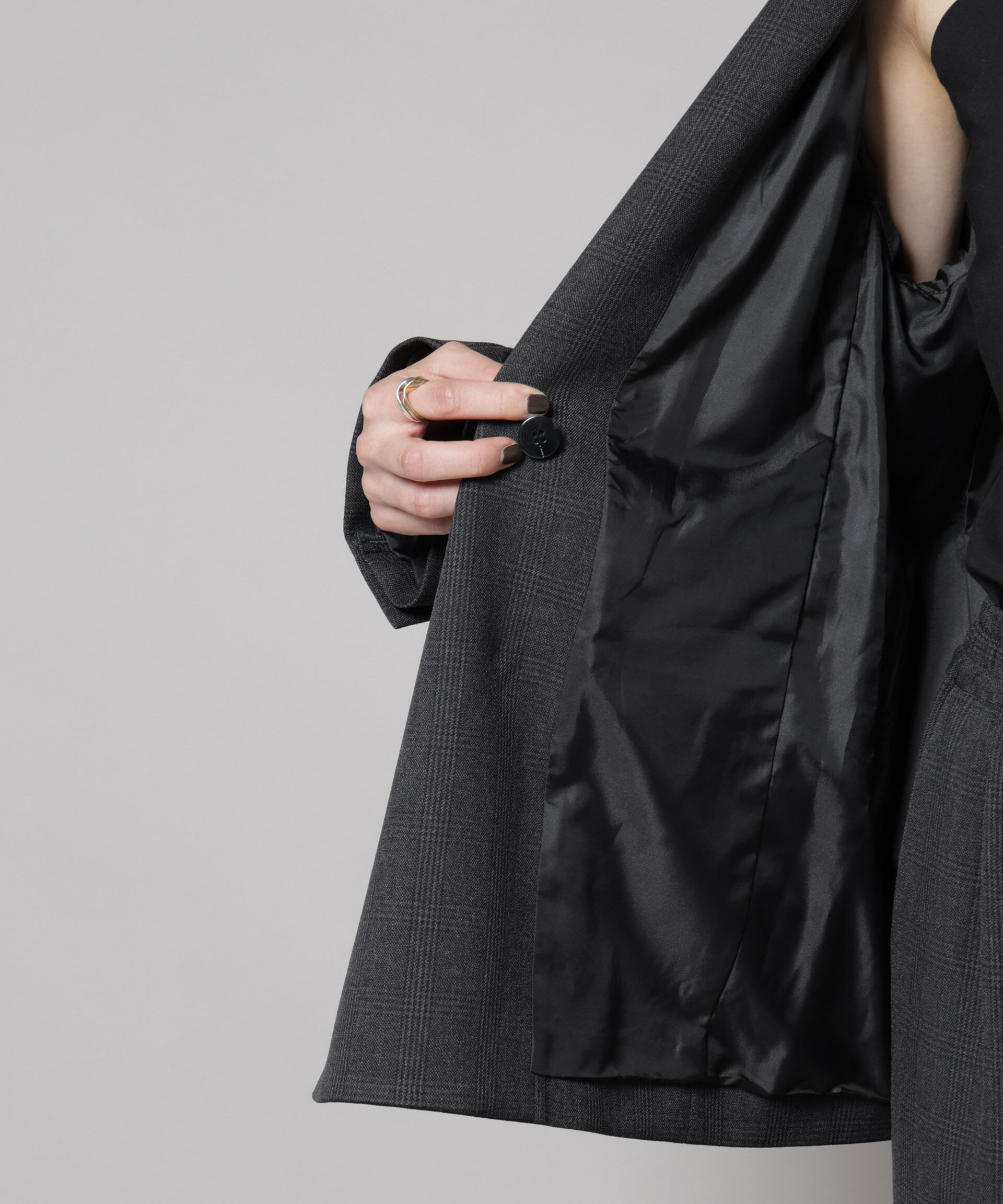 nano･universe「ストレッチサージチェックダブルジャケット(セットアップ可)」|テーラードジャケット|