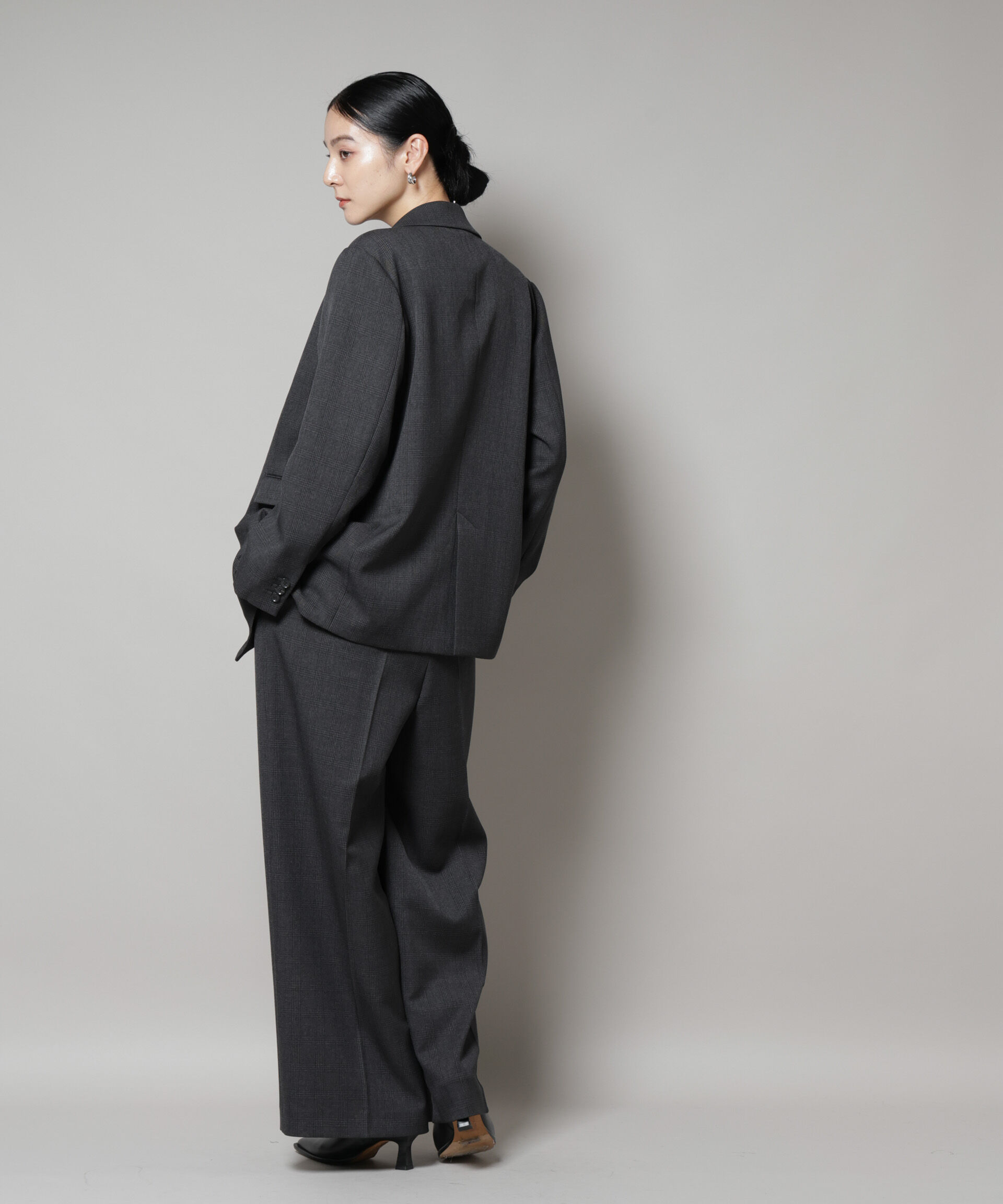 nano･universe「ストレッチサージチェックダブルジャケット(セットアップ可)」|テーラードジャケット|