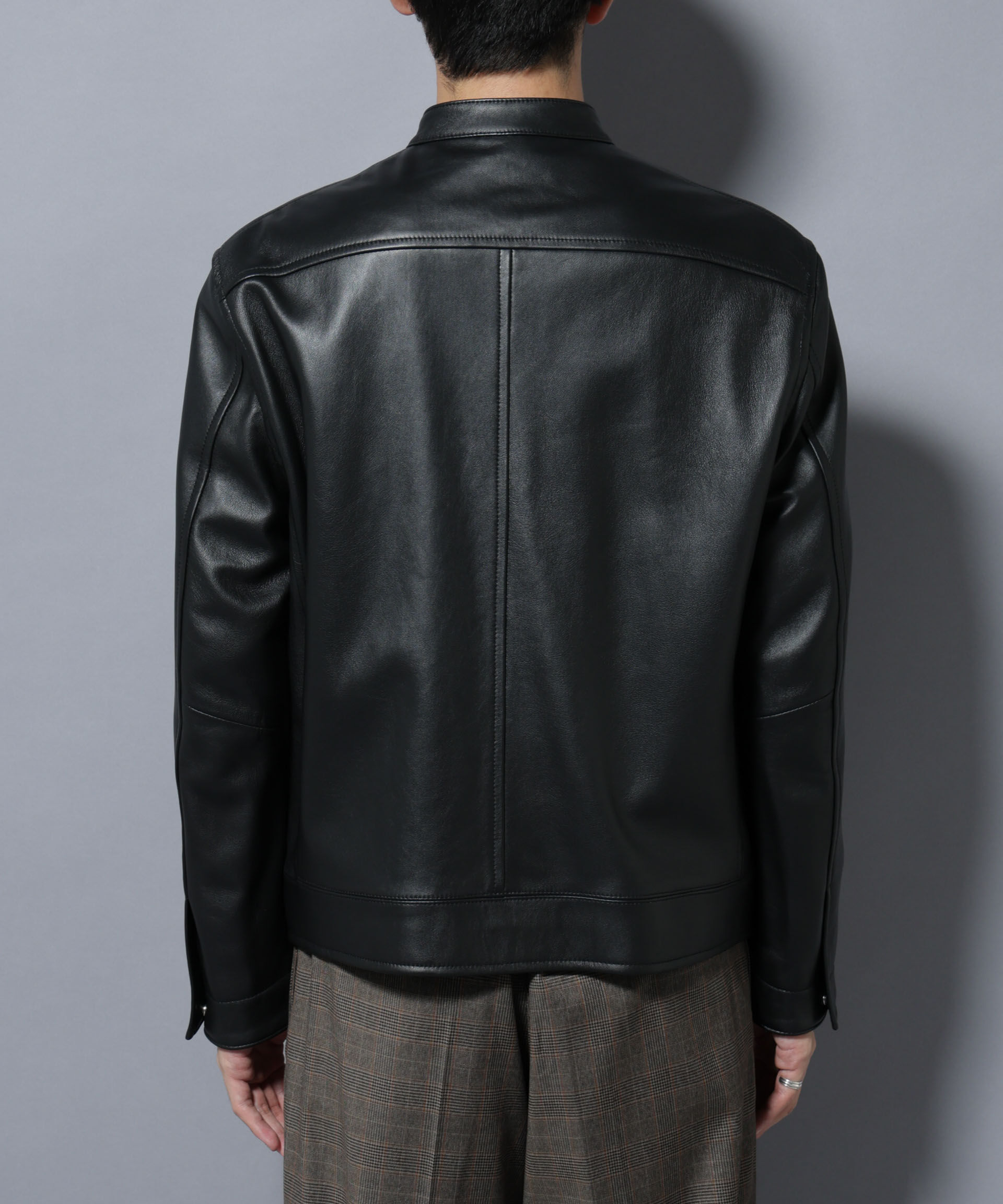 nano･universe「ラムナッパレザーバンドカラーライダースジャケット」|ライダースジャケット|