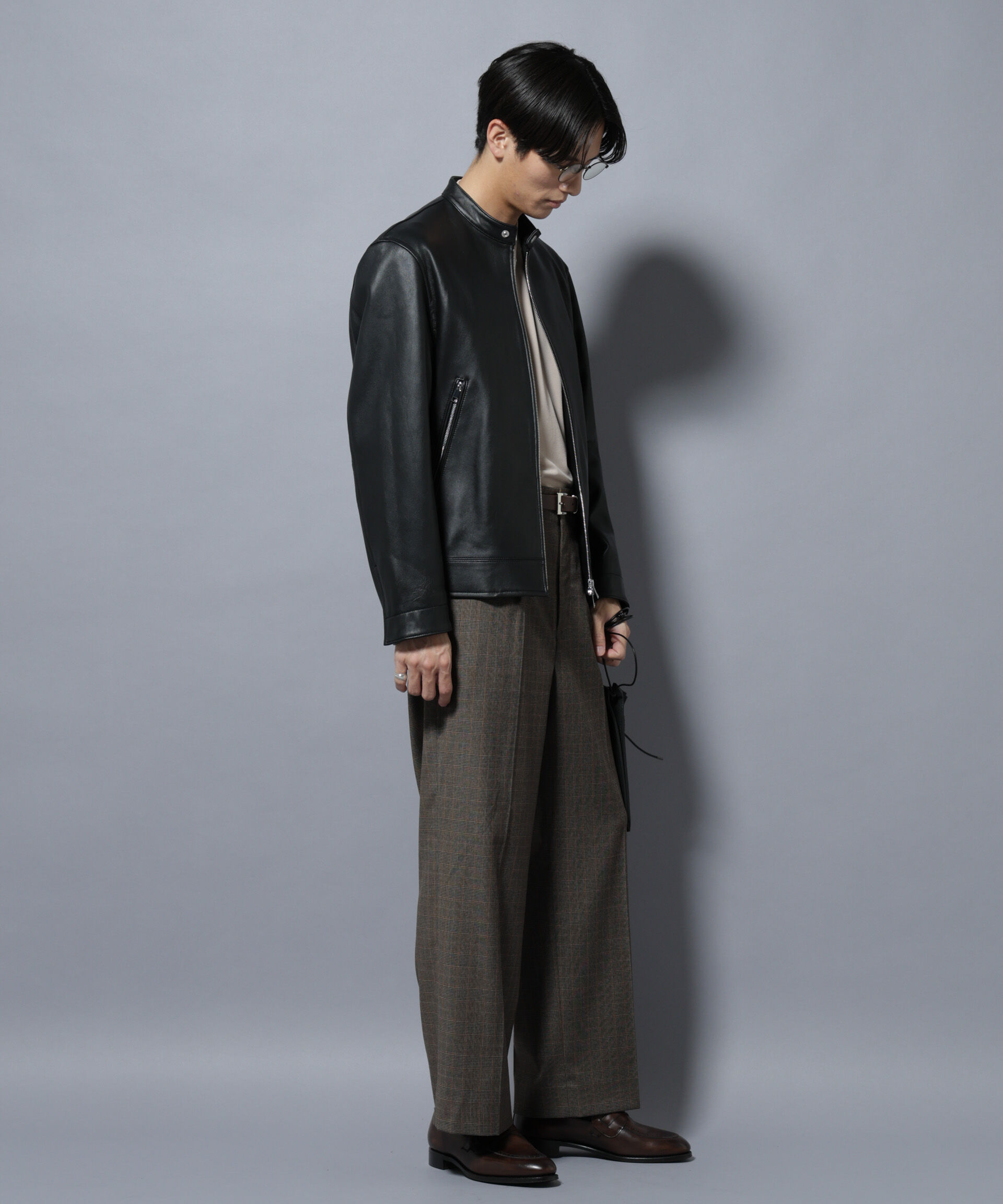 nano･universe「ラムナッパレザーバンドカラーライダースジャケット」|ライダースジャケット|