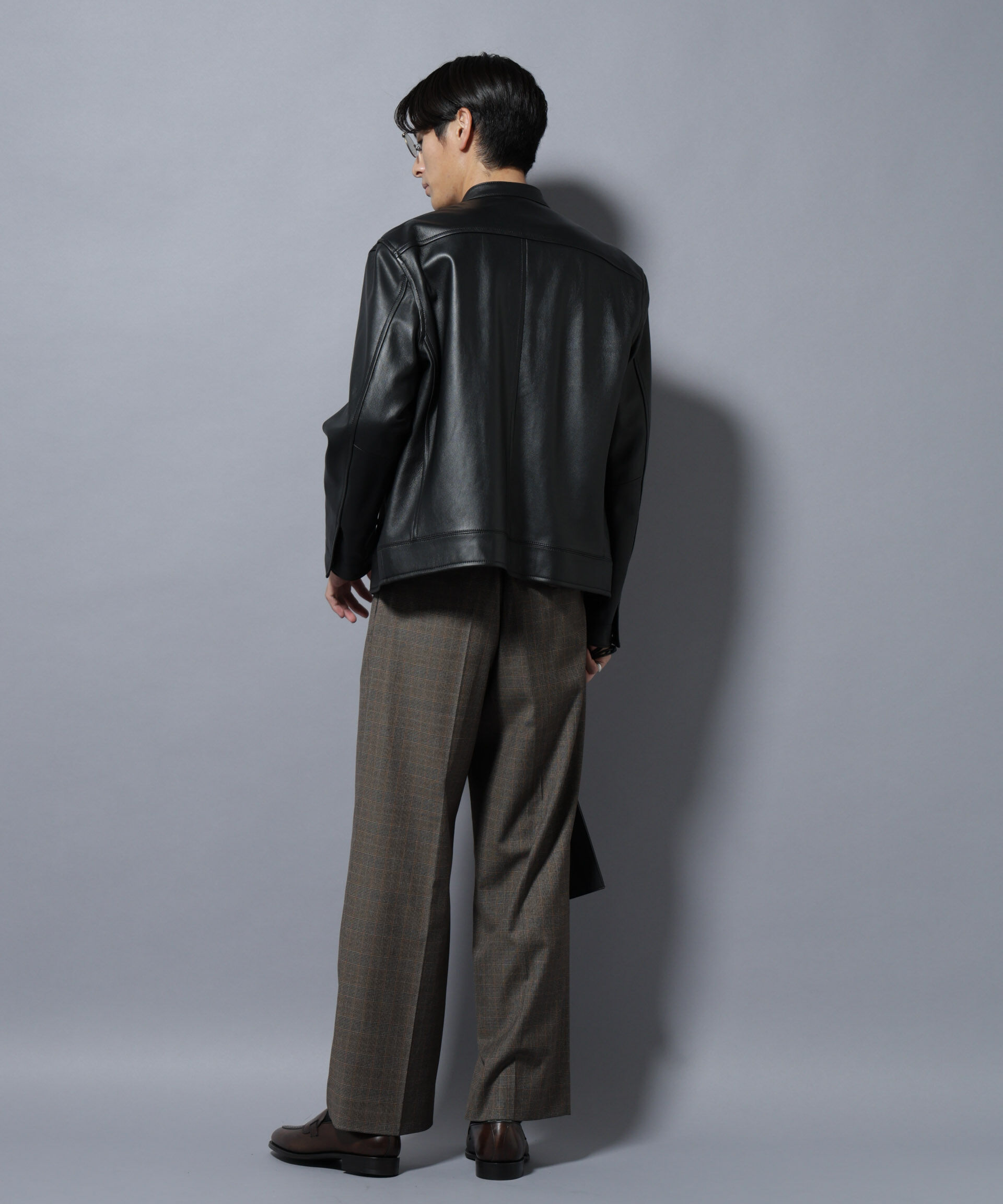 nano･universe「ラムナッパレザーバンドカラーライダースジャケット」|ライダースジャケット|