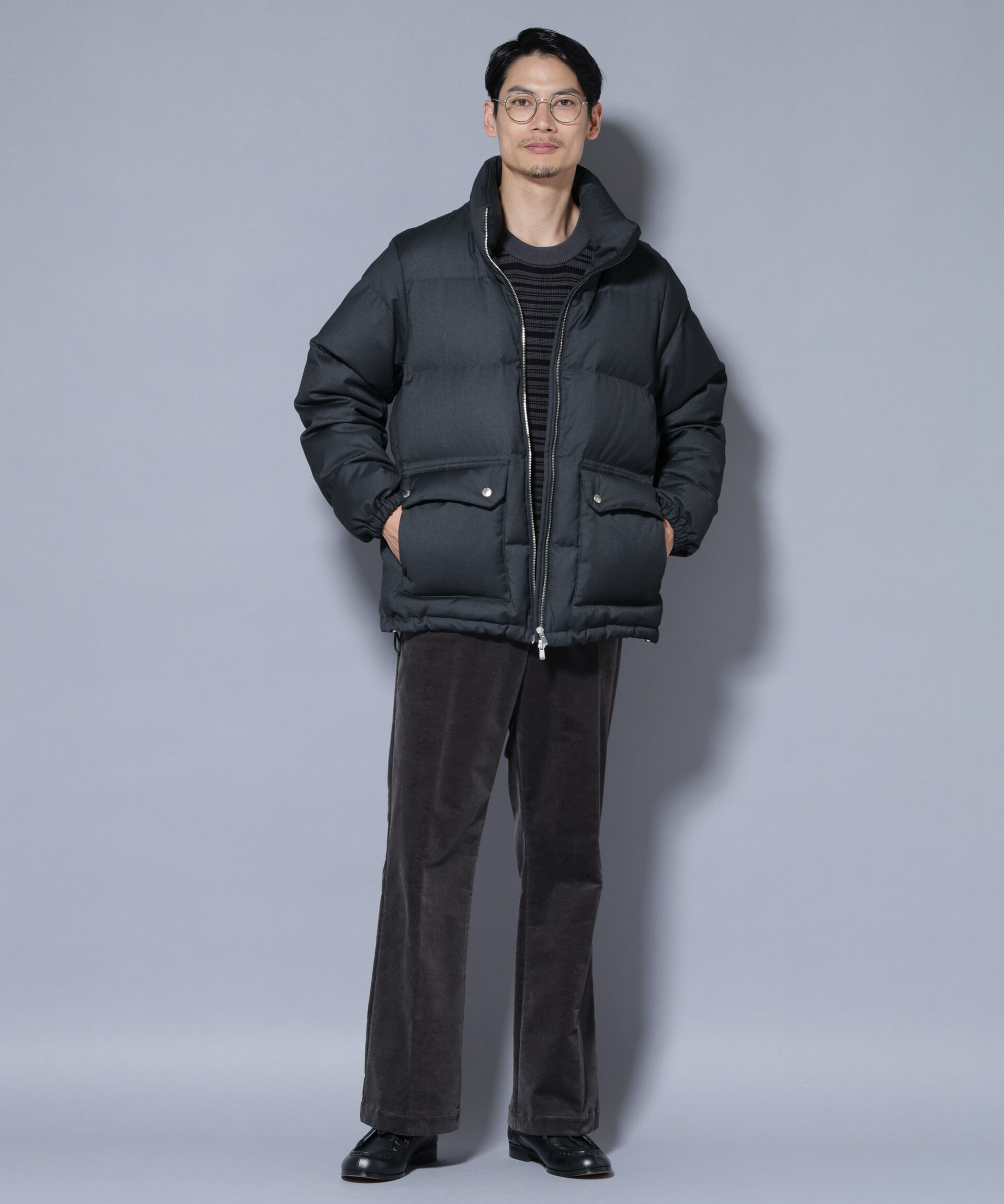 nano･universe「DELEGANTE エアリーサキソニー／グレンチェックTAIONダウンジャケット」|ダウン|